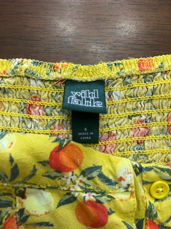 Wild Fable Romper Yellow with Orange Fruit Print, Feminine, Fitted, Cute, Small - Picture 3 of 6